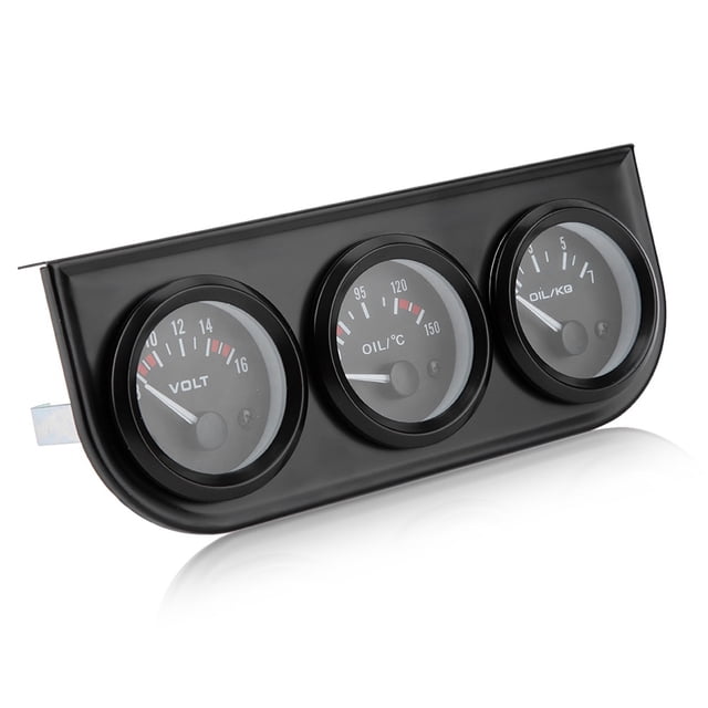 Oil Pressure Meter, 3 IN 1 Multifunction Triple Gauge Set Aluminium Alloy For 12V Cars