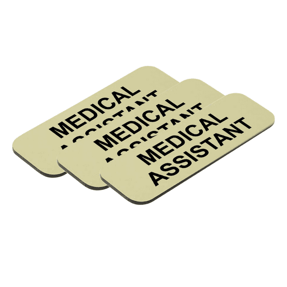 Medical Assistant 1 x 3" Name Tag/Badge, Brushed Gold, (3 Pack)