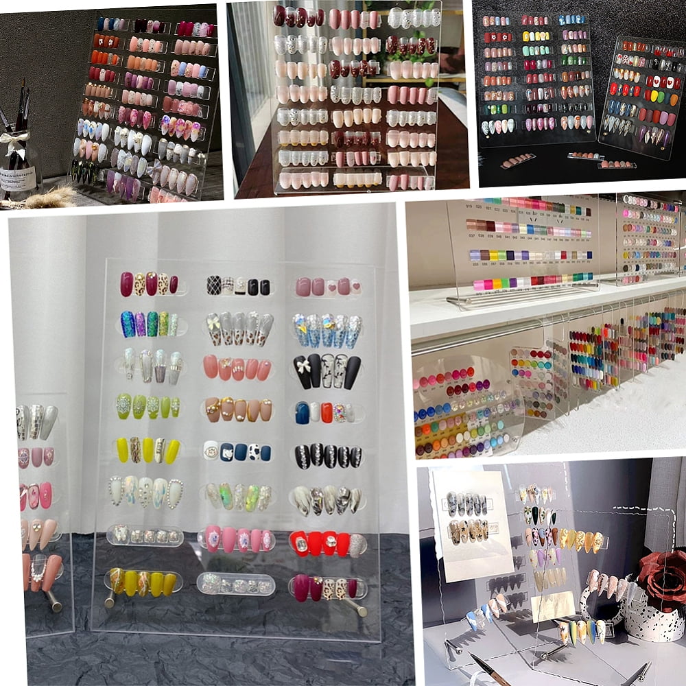 2 Sets Nail Art Display Board Nail Display Stand 60pcs False Nail Tips Stand Sample Display Nail Practice Board Polish Stands Showing HolderDIY