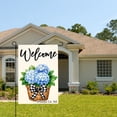 thumbnail image 2 of Jbralid Welcome Blue Hydrangea In Basket With Checkered Bow Linen Garden Flag For Spring Summer Home Outdoor Garden Yard Door Decor 12x18 inch, 2 of 5