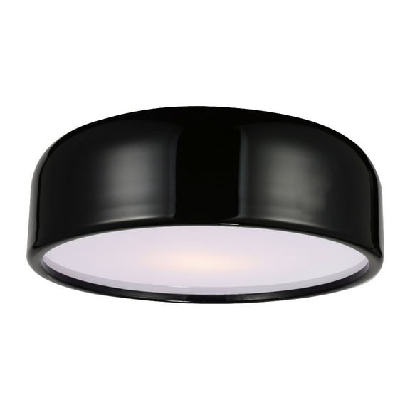 CWI Lighting Campton 3 Light Drum Shade Contemporary Metal Flush Mount in Black