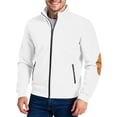 thumbnail image 2 of CharmCyan Men's Full Zip Stand Collar Lightweight Jacket with Elbow Patch Casual Outerwear for Everyday Comfort and Style White XL, 2 of 2