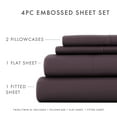thumbnail image 5 of Noble Linens 4 Piece Purple Chevron Embossed Bed Sheet Set, CalKing, 5 of 11