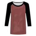 thumbnail image 4 of zaveiop Women's Color Block 3/4 Raglan Sleeves T-Shirt Loose Crew Neck Casual Tops Trendy Basic Pullover Casual Outfits 2025 (Z-Rose Gold, XL), 4 of 6