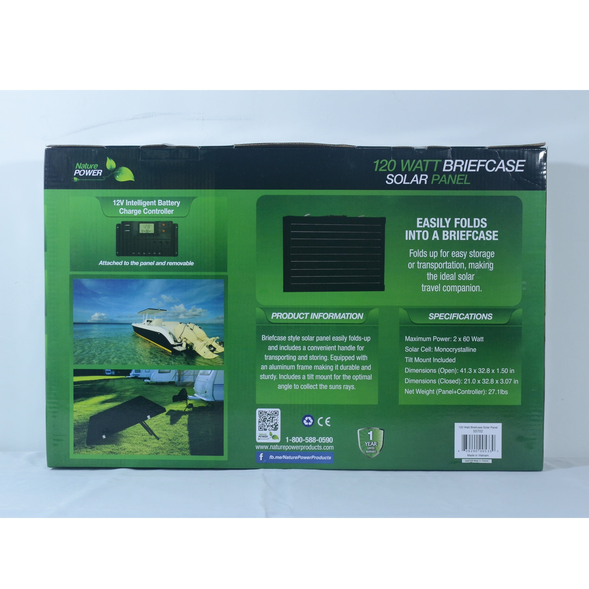 Nature Power (55702) 120-Watt Briefcase Monocrystalline Solar Panel