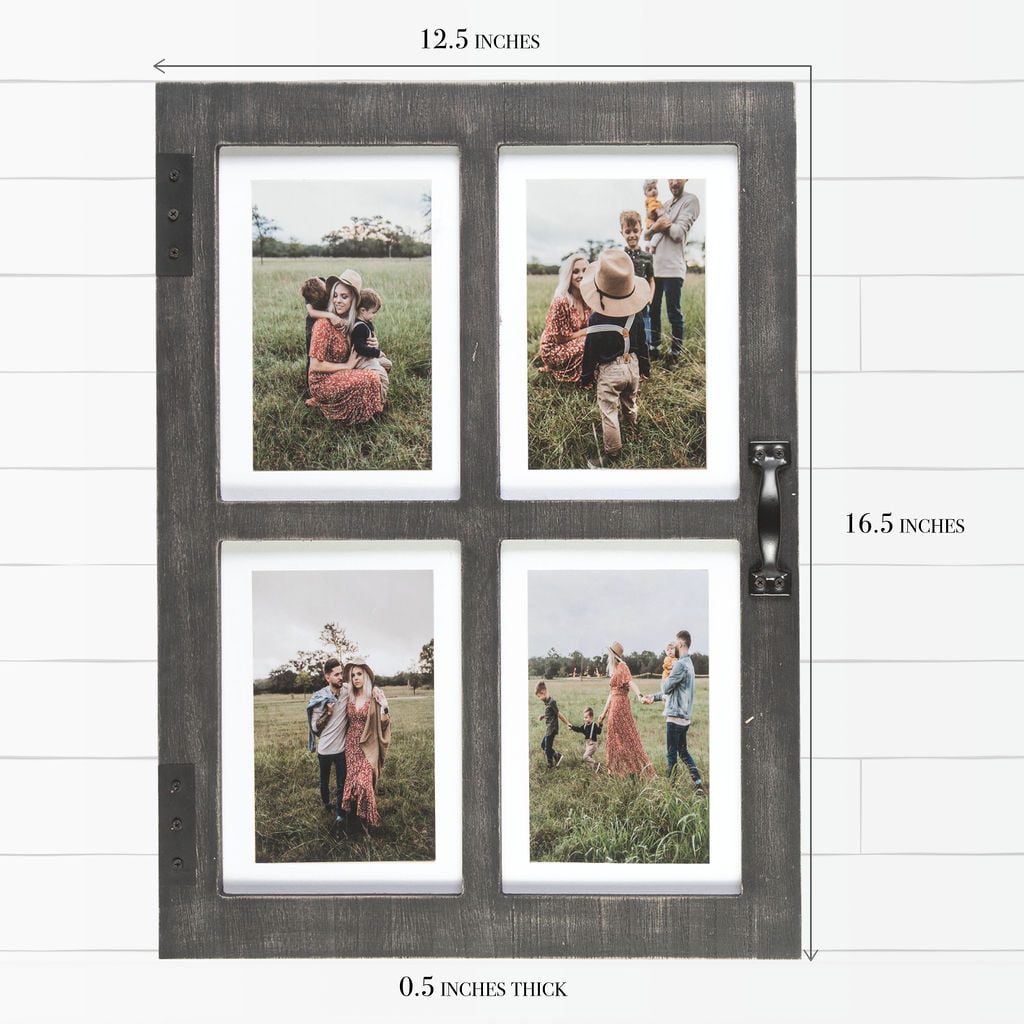 MELANNCO Window Collage Frame for wall, Farmhouse, Displays 4x6 photos,  17x29 Inch, Distressed Gray