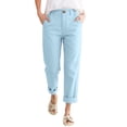 thumbnail image 2 of Linen Pants Women Petite High Waisted Cropped Pants Summer Beach Ankle Length Straight Leg Tapered Trouser Pant Sky Blue XL, 2 of 5