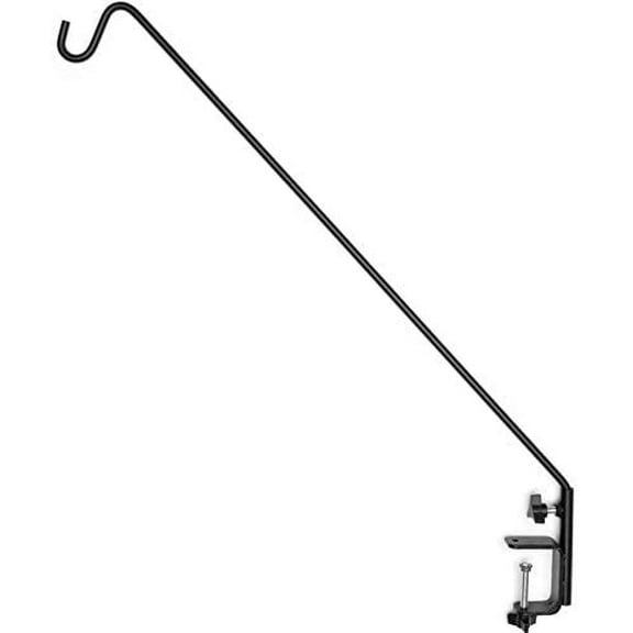 Ashman Heavy Duty Deck Hook, 37-Inch Metal Pole with Clamp, 360° Swivel Hanger for Bird Feeders & Planters, 1-Pack