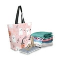 thumbnail image 2 of FORMRS Womens Canvas Tote Bag with Zipper Inner Pocket Shoulder Handbag, Pink Halloween Ghosts, 2 of 7
