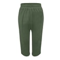 thumbnail image 6 of VV AVEORS Cropped Linen Pants Women Baggy Drawstring High Waisted Below Knee Length Capri Pants Summer Casual Y2K Boho Beach Capris Army Green S, 6 of 6