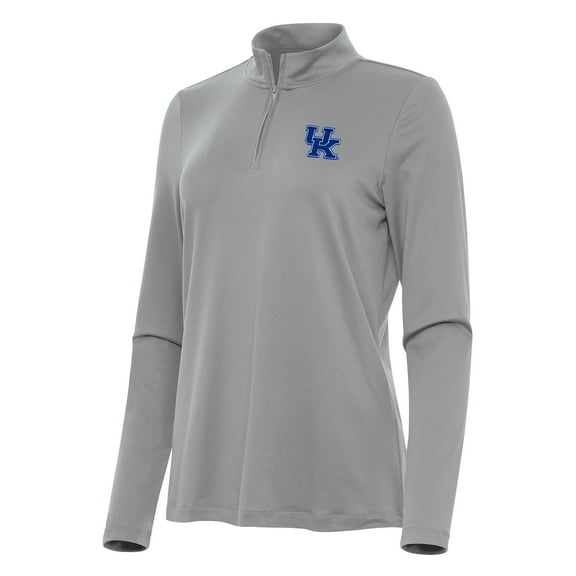 Women's Antigua Gray Kentucky Wildcats Reprocess Quarter-Zip Top