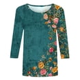 thumbnail image 2 of Cilsoka V Neck T Shirts for Women Cotton Womens 3/4 Sleeve Summer Tops Crew Neck Tunics for Women 2025 Plus Blouse for Women Long Sleeve My Orders past Orders, 2 of 4