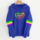 thumbnail image 1 of Uootdi Mardi Gras Womens Drawstring Hoodies for Women Carnival Crewneck Heart Print Hooded Long Sleeve Pullover Festive Color Block Loose Sweatshirts Gift, 1 of 4