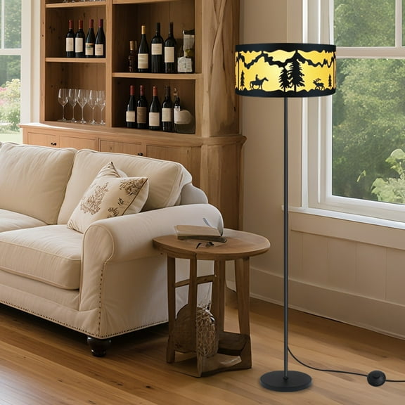 Elinkume Floor Lamp, Rustic Floor Lamp, E26 Head, Rustic Country Rustic Lamps, Kitchen, Living Room, Bedroom, Dining Room