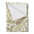 thumbnail image 2 of Botany Soft Flannel Fleece Throw Blanket, Fern Leaves Curlicue Botanical Adornments Print on Pastel Background, Cozy Plush for Indoor and Outdoor Use, 50" x 70", Eggshell and Dark Tan, by Ambesonne, 2 of 5