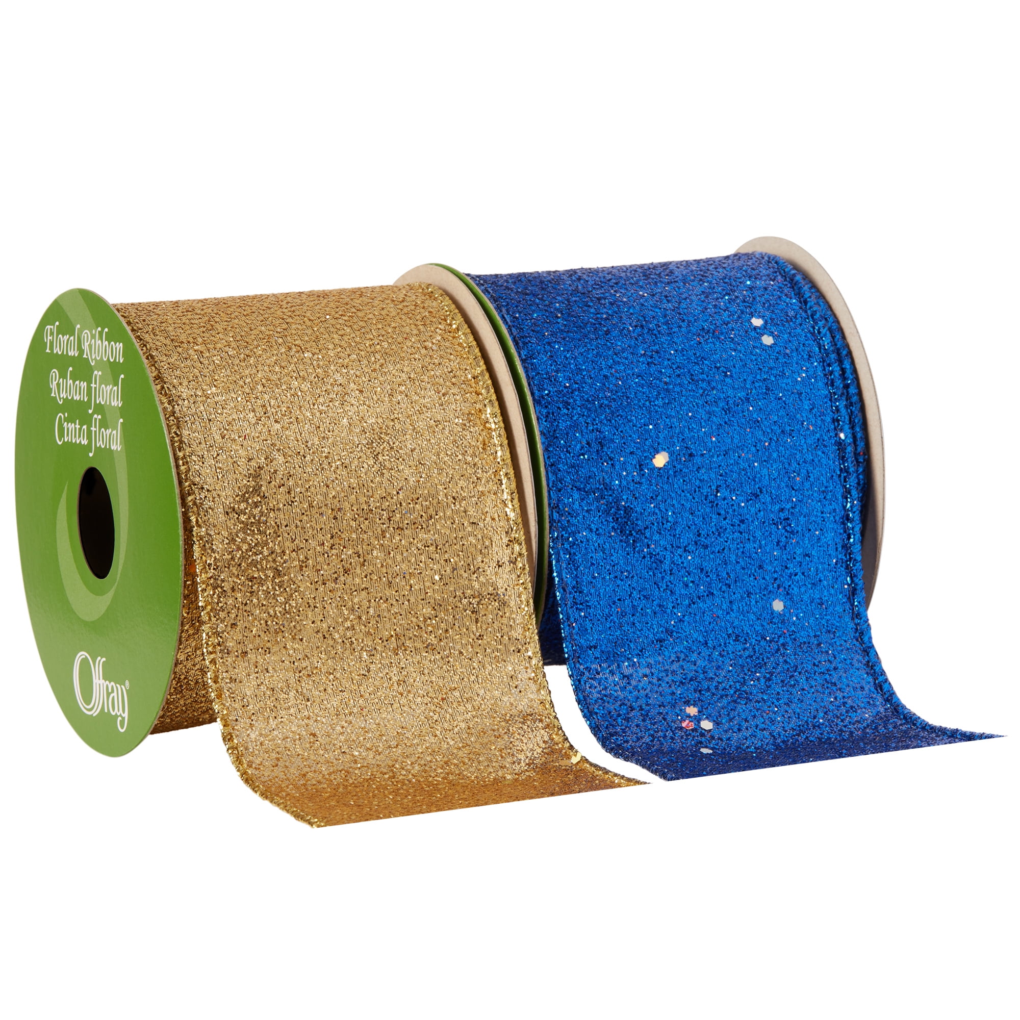 Offray Ribbon, Royal Blue 2 1/2 inch Wired Sheer Ribbon, 15 feet