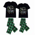 thumbnail image 2 of LuLiaMenton Matching Couples Christmas Pajamas Merry And Bright Plaid Short Sleeve Long Pants Set, 2 of 5