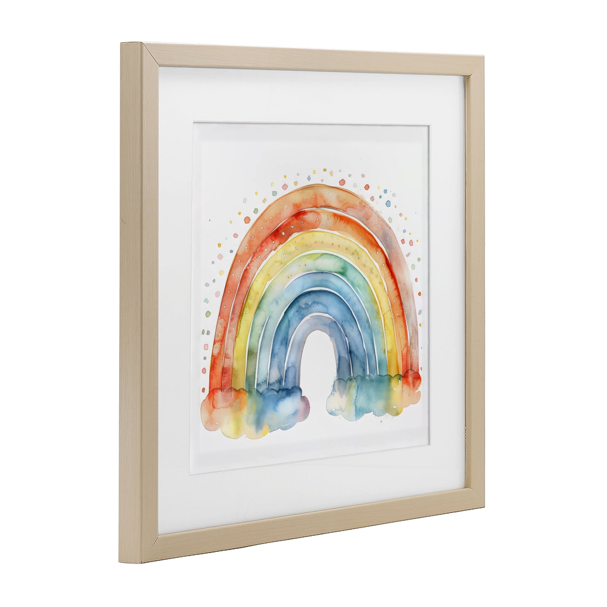 Stupell Industries Colored Rainbow Clouds Birch Framed Print Under Glass, design by Creative Studio