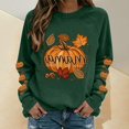 thumbnail image 2 of NMMUED Halloween Ghost Sweatshirt Pumpkin Sweatshirt Spooky Season Ghost Pumpkin Fall Outfits for Women Black Cat Women's Halloween Top Dark Green L, 2 of 4