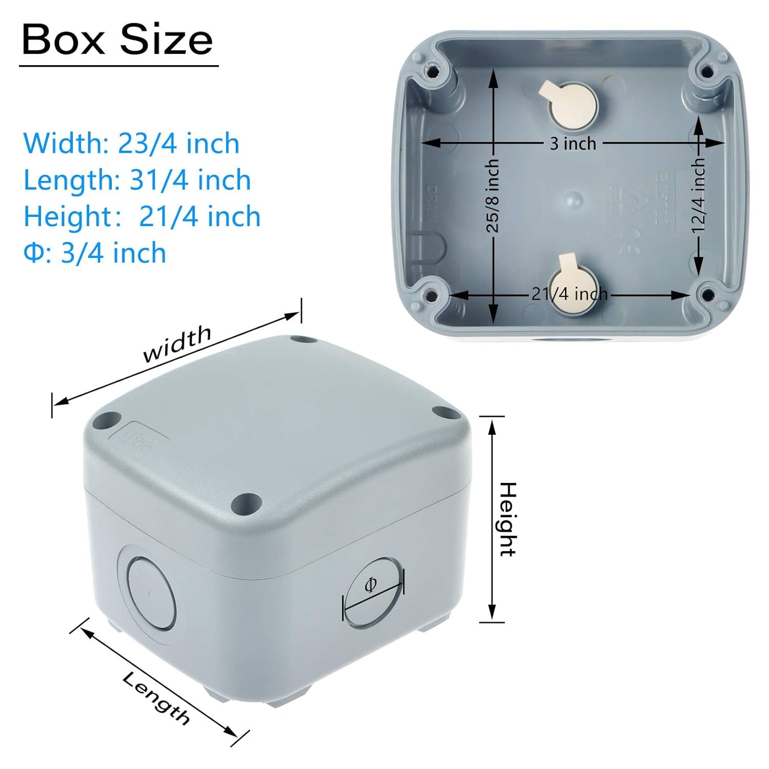 NineLeaf Dustproof Electrical Junction Box Connector,5 Pole Waterproof Enclosure Case fit 20mm Cable Gland for Outdoor Use (86x74x62mm) IP66 Rated,3PK