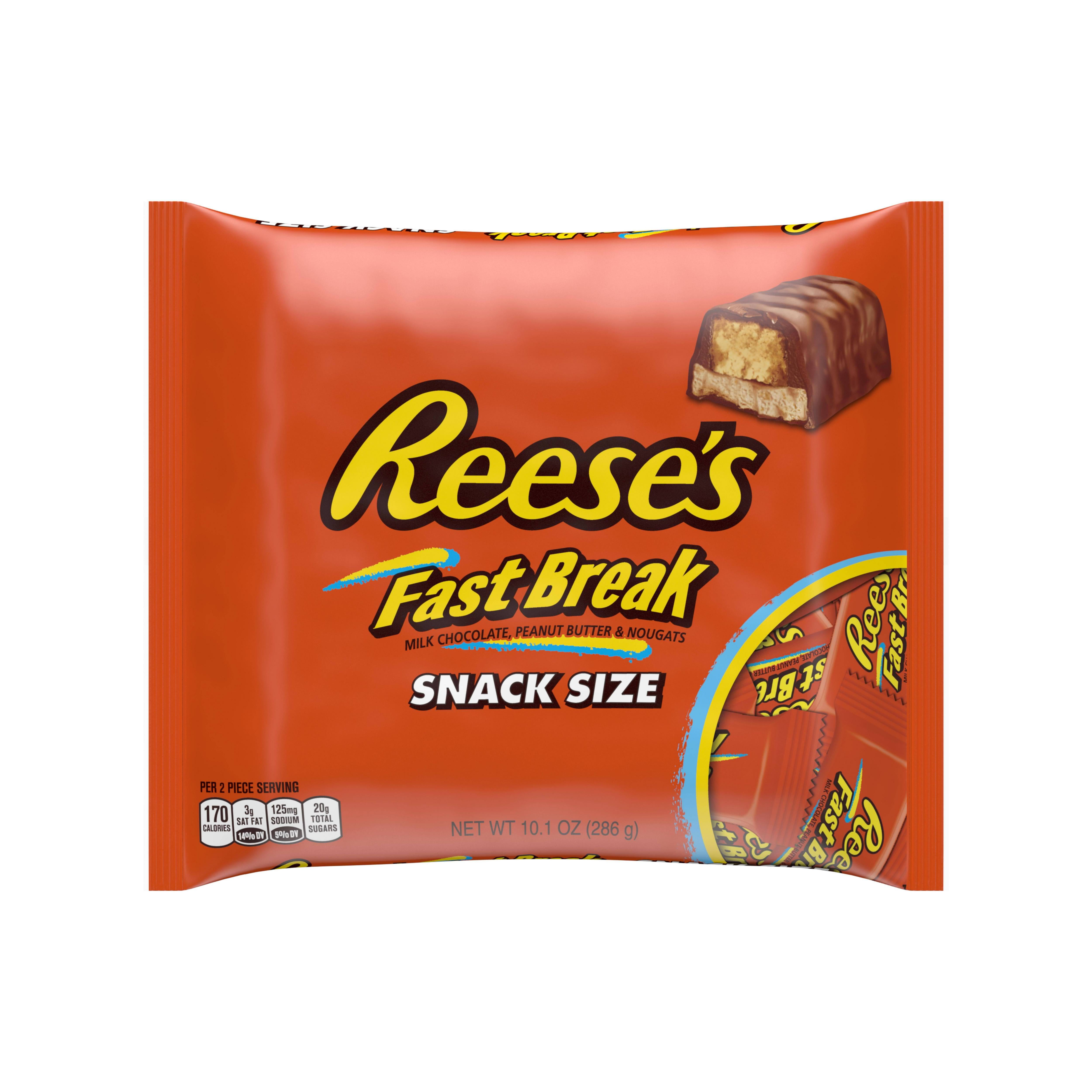 Reese S Snack Size Fast Break Peanut Butter And Nougut Milk Chocolate Candy Bars 10 1 Oz