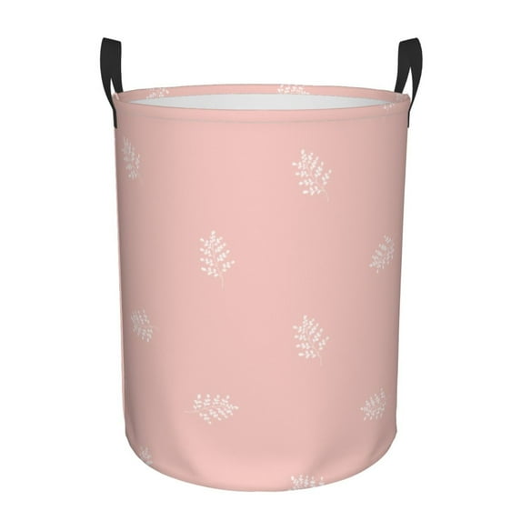 LNWH Laundry Basket, Pastel Leaf Pattern Foldable Laundry Hamper With Handles Waterproof, Medium Size