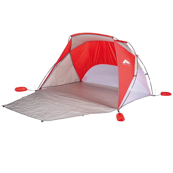 Ozark Trail Sun Shelter,Size: 8ft x 6ft x 5ft H, Use Camping, Picniking or Beach, 2 Adults, Easy Set Up, Red Colour