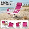 thumbnail image 4 of Ktaxon Backpack Beach Chair, Outdoor 4-Level Adjustable Folding Chair,  Removable Headrest, Oxford Cloth，Pink, 4 of 10