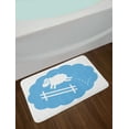 thumbnail image 2 of Fence Bath Mat, Sheep Jumping over a Fence in Cloud Sleep Bubble Shower Cartoon, Plush Bathroom Decor Mat with Non Slip Backing, 29.5" X 17.5", Pale Azure Blue White, by Ambesonne, 2 of 2