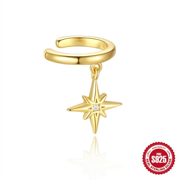 New 925 sterling silver gold-plated tassel diamond clip earrings