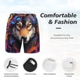 thumbnail image 5 of Lsque Mens Swim Trunks Colorful Wolf Head Pattern - Bathing Suit Compression Liner - Beach Swim Shorts Swimwear - (S-3XL) - Stretch Quick Dry -3X-Large, 5 of 9
