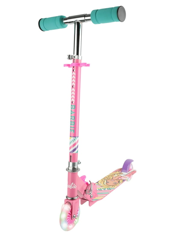 Barbie Light-up Kick Scooter, 120 mm Front and Back PVC Wheels, Pink