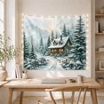 thumbnail image 5 of Snowy Forest Cabin in Winter with Warm Light, Cozy Rustic for Home Decor Enthusiasts, Cabin Wall Art Print, Christmas Gift Tapestry Wall Hanging for Bedroom and Living Room, 5 of 7