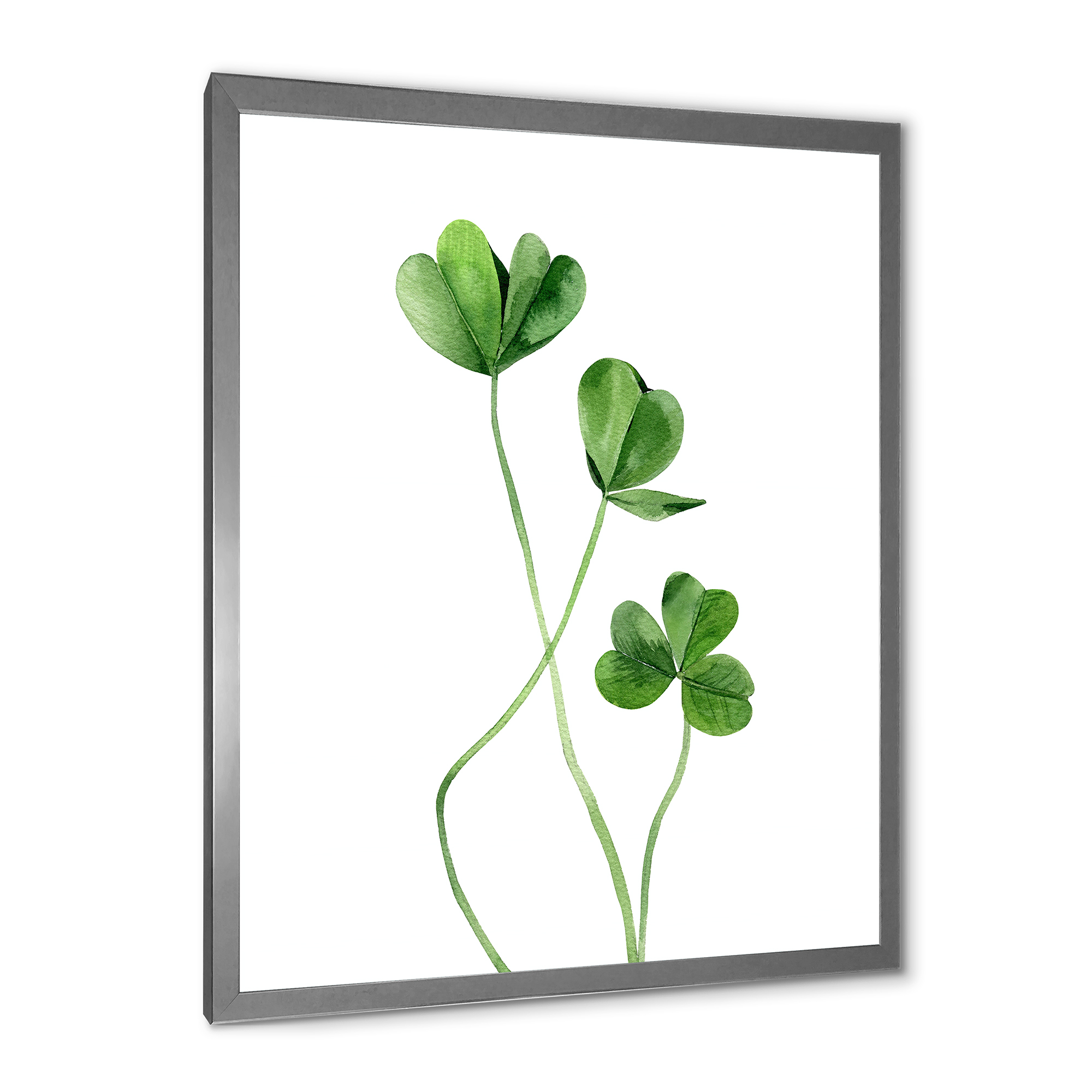 Designart 'Field Green Plant Detail Clover' Farmhouse Framed Art Print