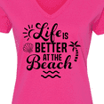 thumbnail image 4 of Inktastic Life is Better at the Beach with Sunshine Seashell and Palm Trees Women's V-Neck T-Shirt, 4 of 5