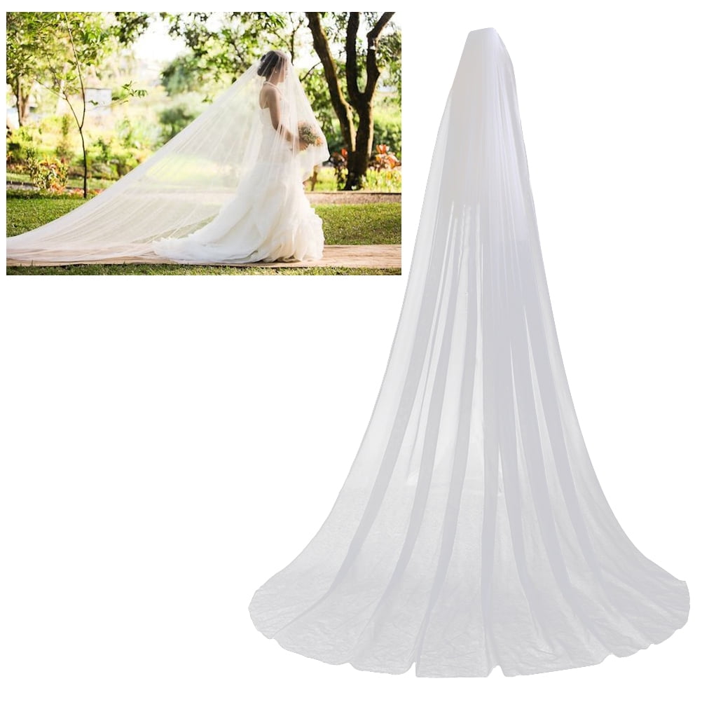Wedding Veils Tulle Long Bridal Veil Two Layer Long Face Cover Veil L:3M W/  Comb