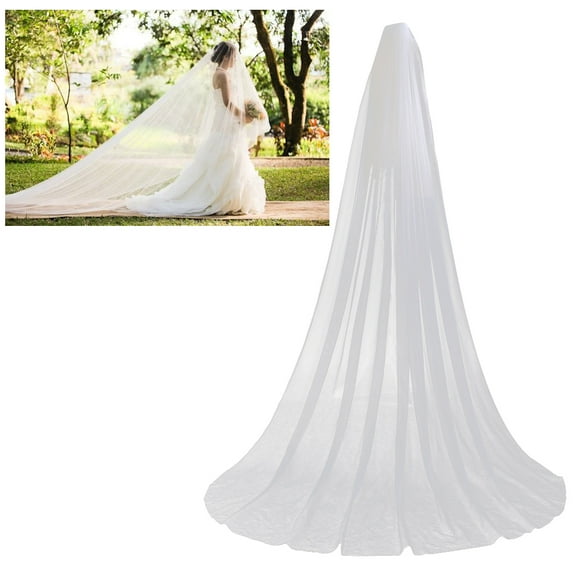 CRAFTHROU 1Pack Cathedral Bridal Veils Floor Length Single Layer for Bride Wedding Party Soft Tulle White 118x39x04in
