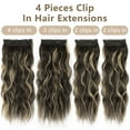thumbnail image 3 of Clip in Long Wavy Synthetic Hair Extension 24 Inch Black to Light Blonde 4PCS Thick Hairpieces Fiber Double Weft Hair for Women, 3 of 7