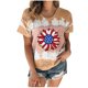 thumbnail image 2 of Fiudx Liquidación de Ahorros de Verano Camiseta de Manga Corta con Cuello Redondo y Estampado Del Día de La Independencia para Mujer, 2 of 4