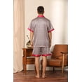 thumbnail image 4 of Men's Satin Pajamas Set of Short Sleeve and Short Pants made of Artificial Silk in Elegant Patterns,5+ Colors(Red_Circle,XXL), 4 of 7