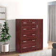 thumbnail image 7 of Pemberly Row Modern 5 Drawer Wooden Tall Chest Wardrobe in Mahogany, 7 of 7