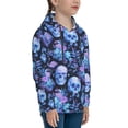thumbnail image 3 of Fotbe Skull blue crystal flower Pattern Youth Pullover Hooded Sweatshirt, Boys Hoodie, Kangaroo Pocket Hoodie for Kids Girls -Small, 3 of 6