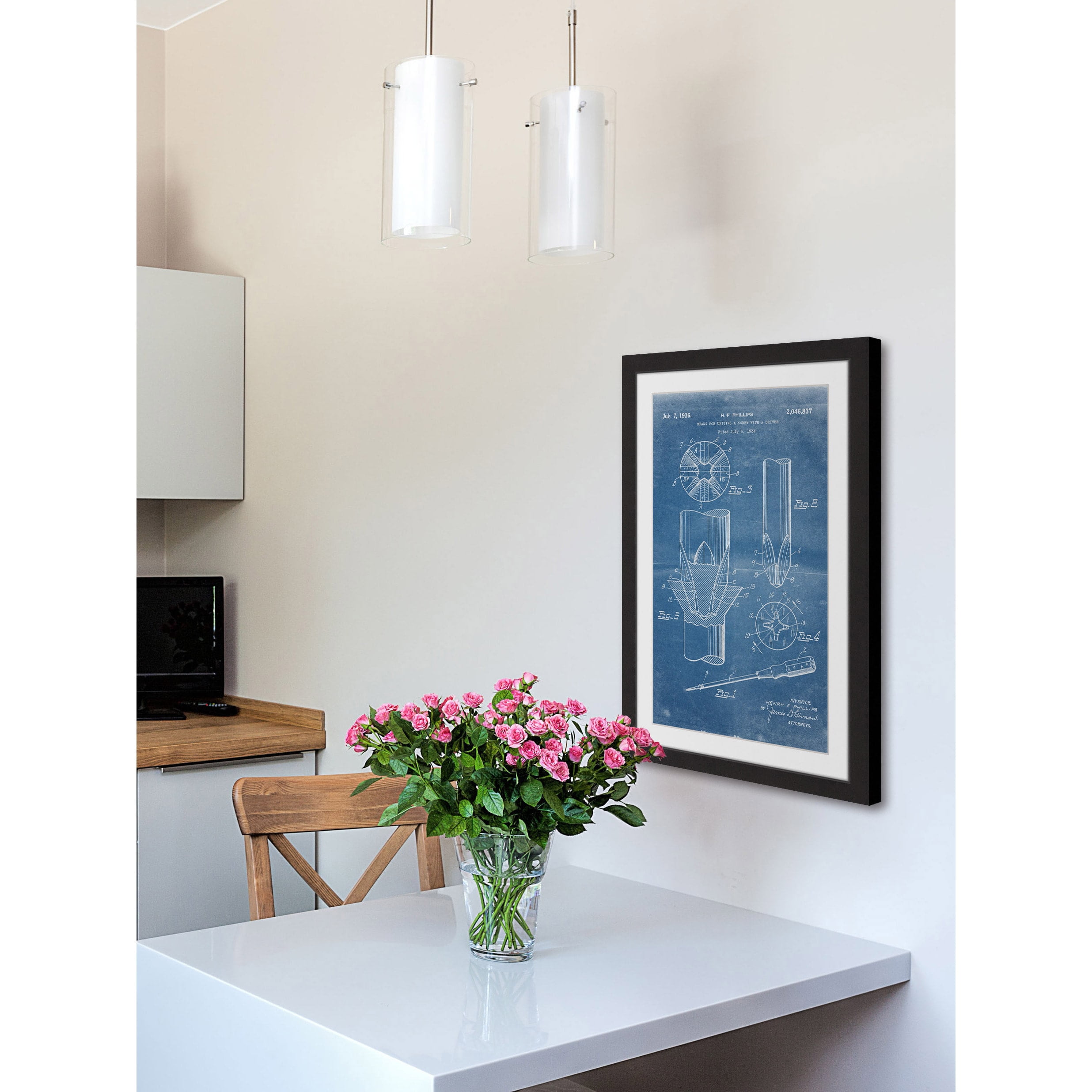 Marmont Hill - "Screwdriver 1936 Blueprint" by Steve King Framed Painting Print