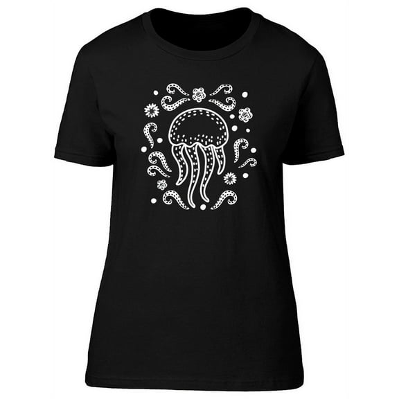 Cute White Jellyfish Doodle T-Shirt Women -Image by Shutterstock, Female Medium