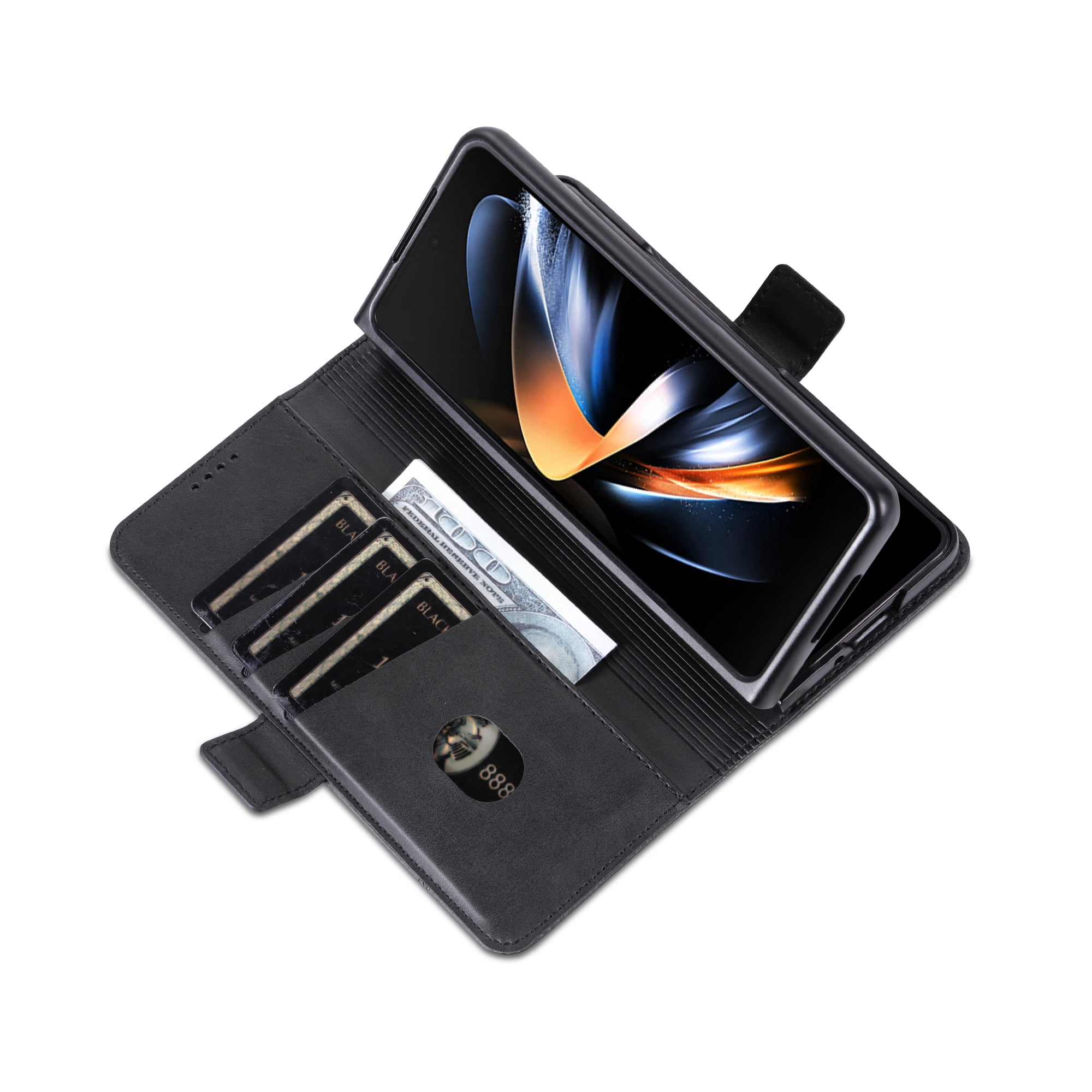 for Samsung Galaxy Z Fold 6 Case, Shockproof PU Leather Magnetic Full Body Stand Flip Wallet Case Cover with Card Holder Phone Case