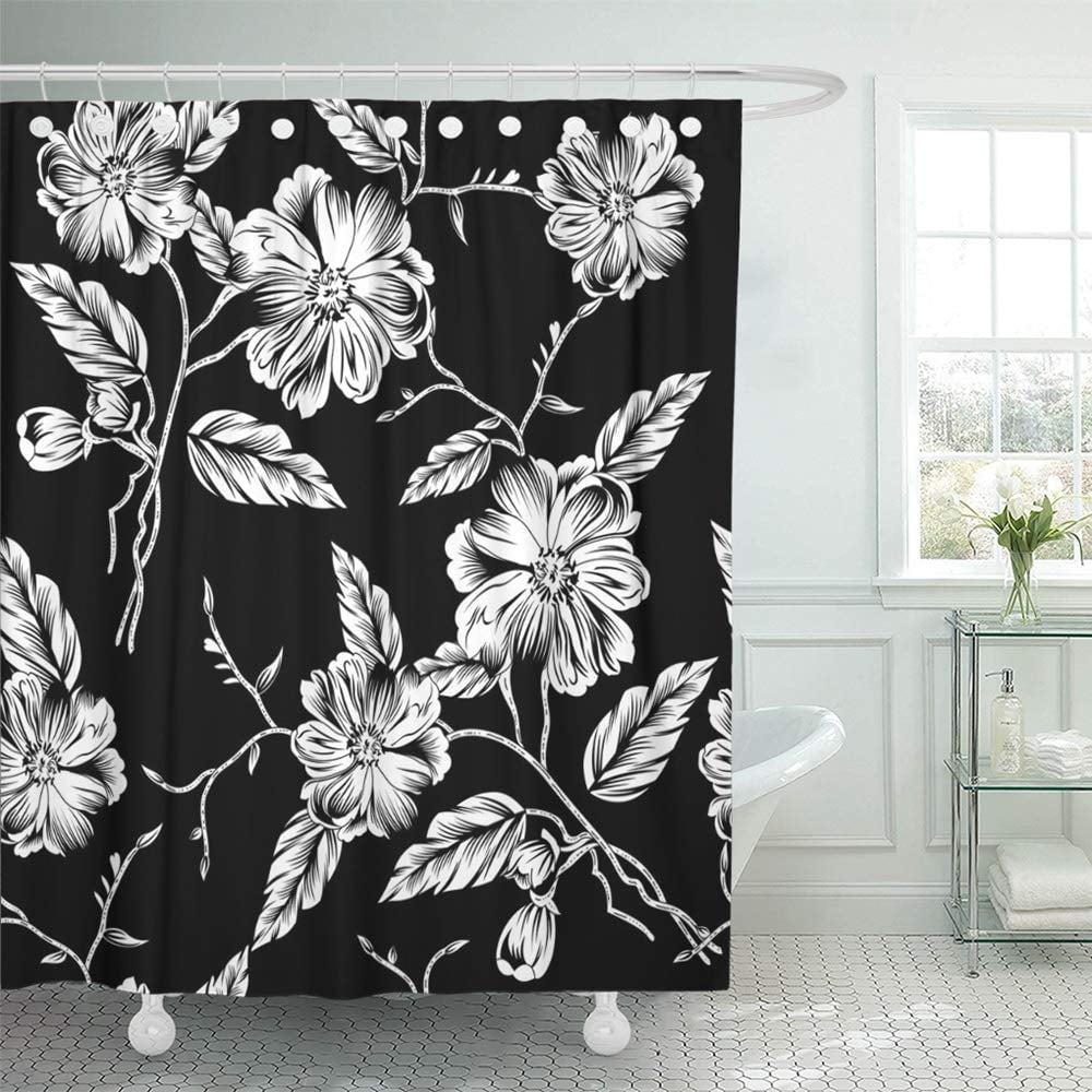 KSADK Flower Black and White Floral Pattern Spring Vintage Rose