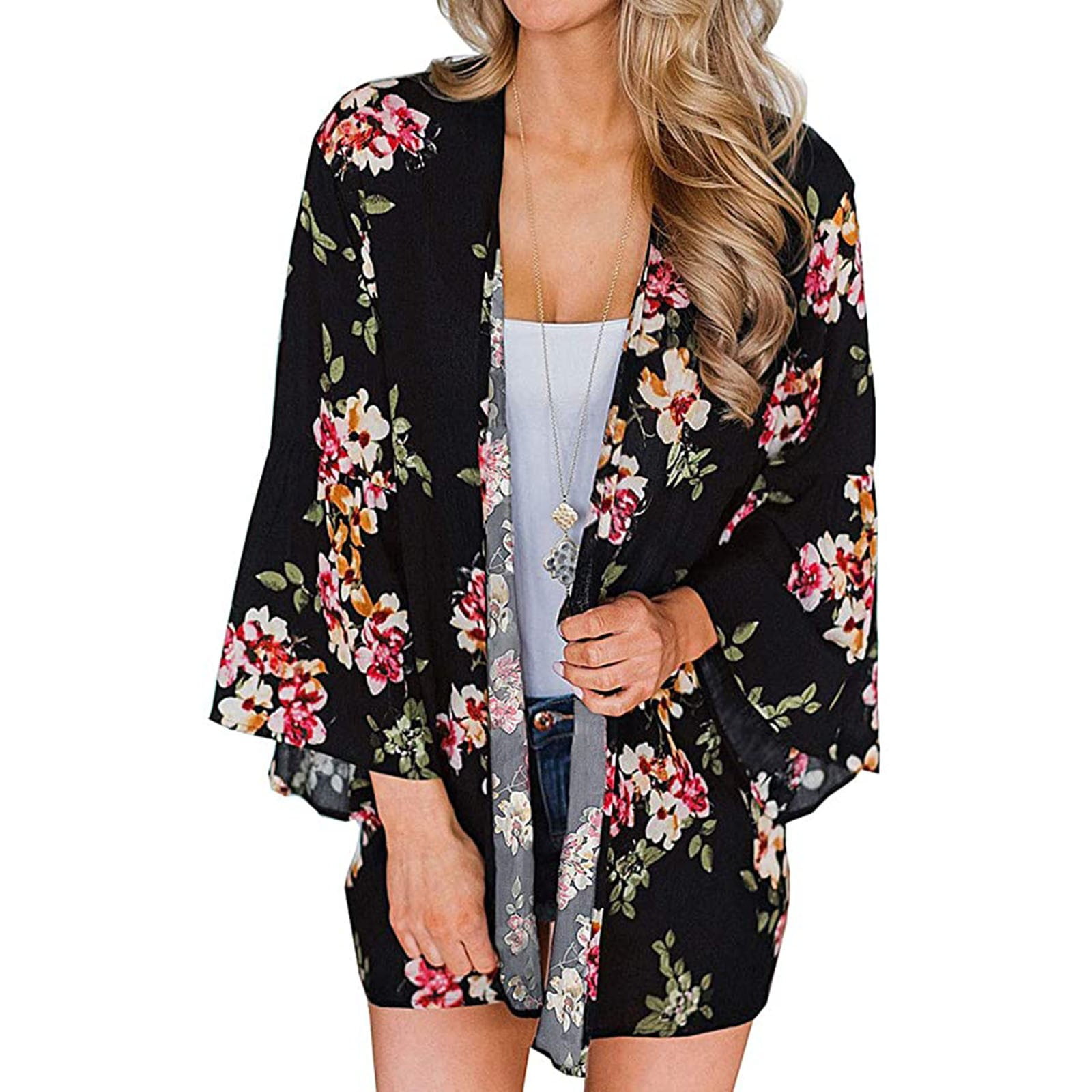 Women s Floral Kimono Cardigan Beachwear with Boho Casual Blouse Design in Bahrain at BHD 21 Rating 5