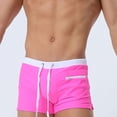 thumbnail image 5 of Men's Sexy Swimming Trunks - Elastic Waist, Zipper Pockets, Side Slits - Quick Dry Nylon/Spandex Beach Surf Shorts, 5 of 8