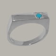 thumbnail image 2 of LBG British Made Solid 18k White Gold Natural Turquoise Mens Band Ring - 33 size options - Size 12, 2 of 6