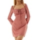 thumbnail image 3 of Sunloudy Mini vestido ajustado con cuello halter para mujer, vestido de club de color sólido con busto fruncido de manga larga Sunloudy Elegante ,S M L, 3 of 9